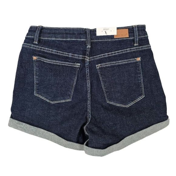 Judy Blue High Waist Denim Jean Shorts Dark Blue Large New - Picture 2 of 3